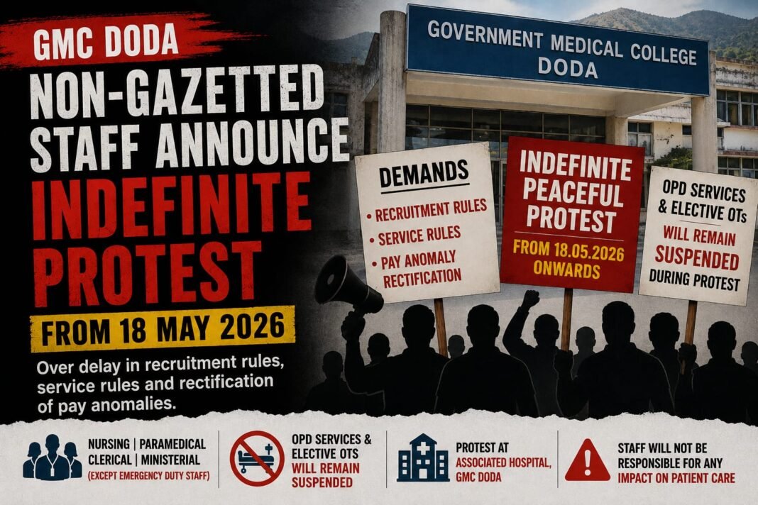 Non-Gazetted Staff of GMC Doda Announce Indefinite Protest from May 18