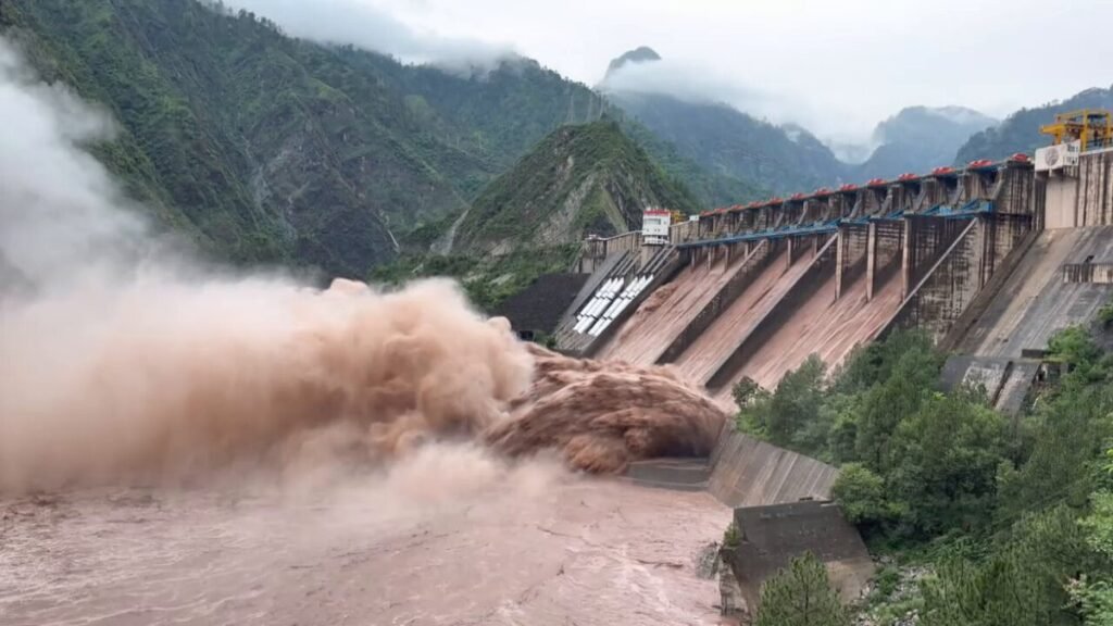 All gates of the Salal dam on Chenab river opened amid heavy rain in Reasi