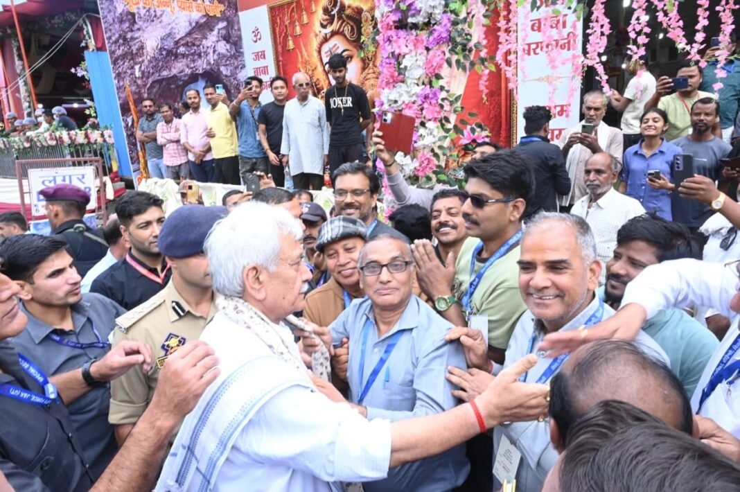 LG Reviews Amarnath Yatra Arrangements at Baltal, Stresses Pilgrim Comfort