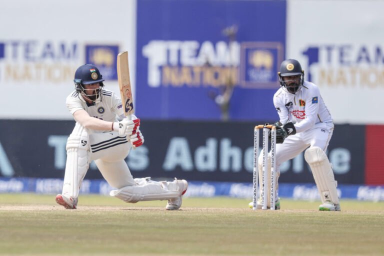 KL Rahul celebrates India's victory during the Test match