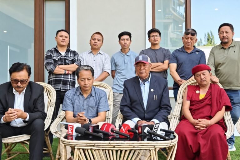 Leh Apex Body leaders addressing media before talks with MHA