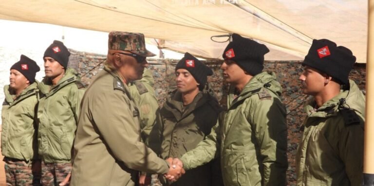 Lieutenant General Pratik Sharma reviews troops in Ladakh